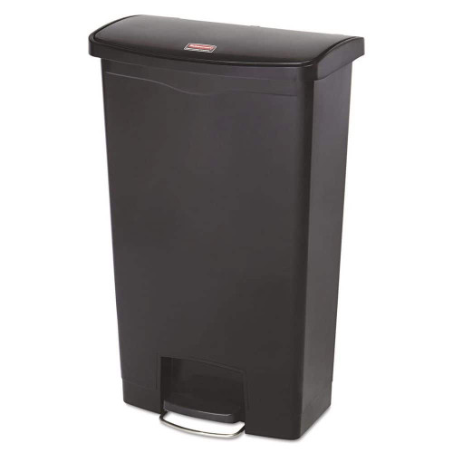 Rubbermaid Commercial Slim Jim Resin Step-On Container Front Step Style 18 gal Black 1883613