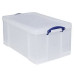 Really Useful Boxes(R) Plastic Storage Box, 64 Liters, 12 1/4in.H x 17 5/16in.W x 28in.D, Clear, 64C