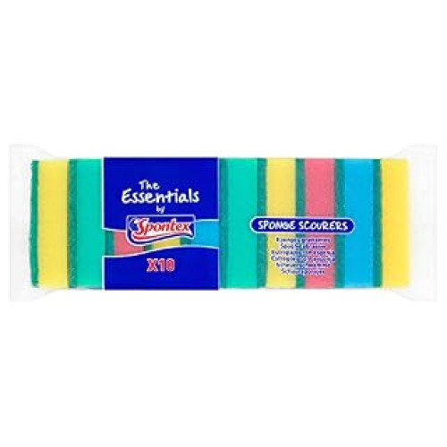 Spontex Essentials Sponge Scourers - 12 Packs of 10 (Total 120 Sponger Scourers) (B00RD1UW9I)