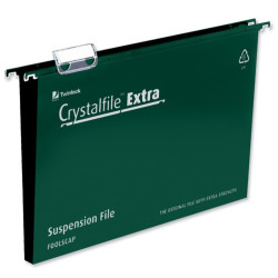 Rexel Crystalfile Extra Foolscap Suspension File 50mm Green (25)