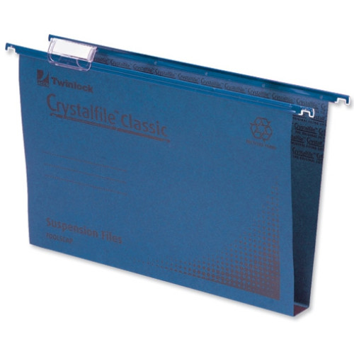 Rexel Crystalfile Classic Foolscap Suspension File 30mm Blue (50)