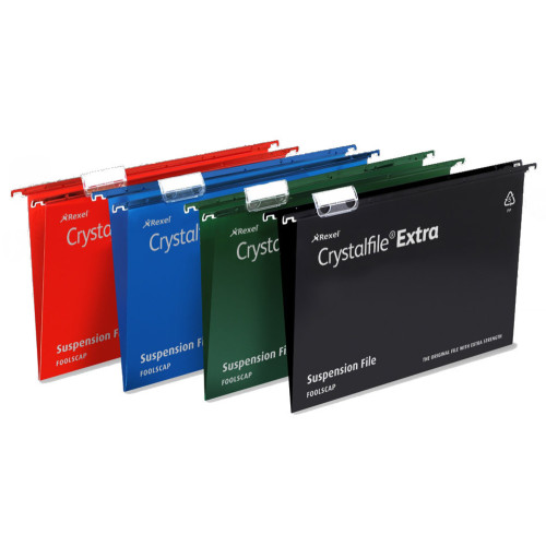 Rexel Crystalfile Extra Foolscap Suspension File 15mm Green (25)