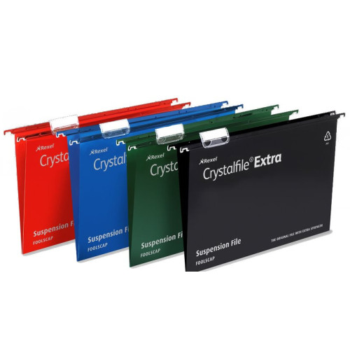 Rexel Crystalfile Extra Foolscap Suspension File 15mm Blue (25)