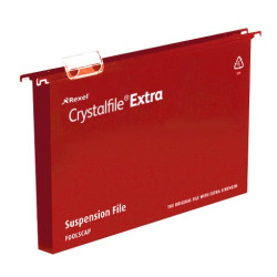Rexel Crystalfile Extra Foolscap Suspension File 30mm Red (25)