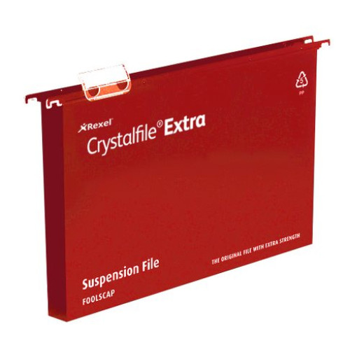 Rexel Crystalfile Extra Foolscap Suspension File 30mm Red (25)