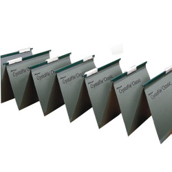 Rexel Crystalfile Linked Foolscap Suspension File 15mm Green (50)