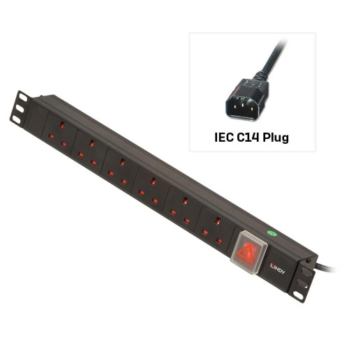 1U 6 Way Uk Sockets,