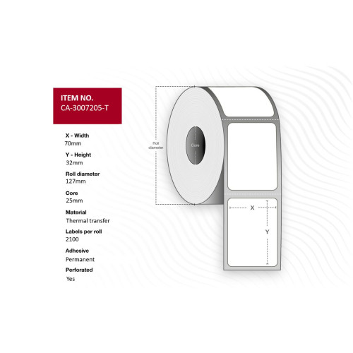 Label 70 x 32mm, Core 25mm,