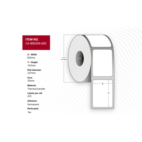Label 102 x 152mm, Core 25mm,