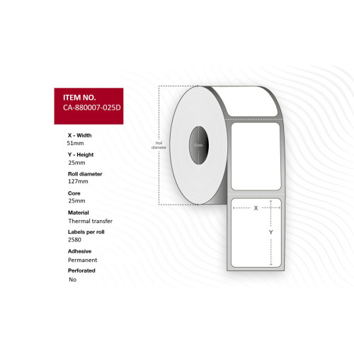 Label 51 x 25mm, Core 25mm,