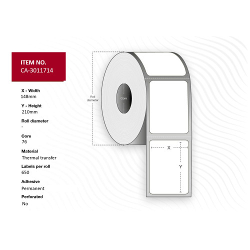 Label 148 x 210mm, Core 76mm,