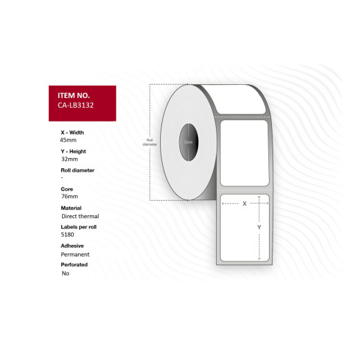 Label 45 x 32mm, Core 76mm,