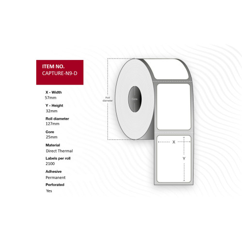 Label 57x32mm, Core 25mm,