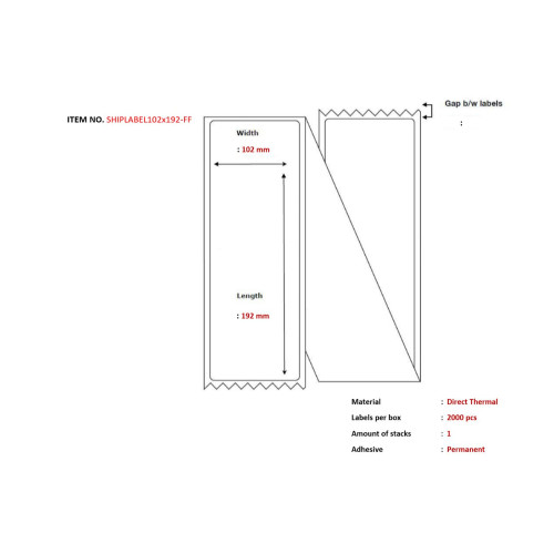 Ship-label 102 x 192mm,