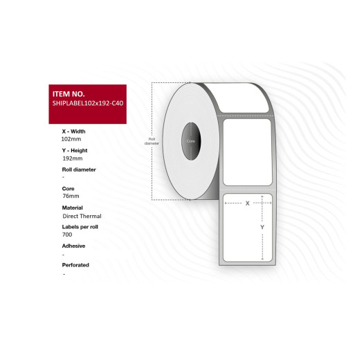 Ship-label 102 x 192mm, Core