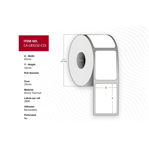 Label 45 x 32mm, Core 25mm,