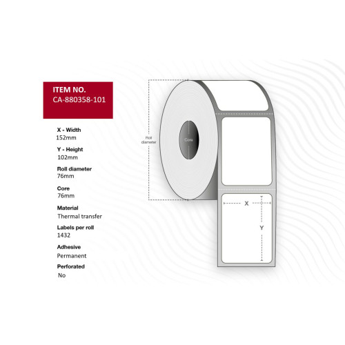 Label 152 x 102mm, Core 76mm,