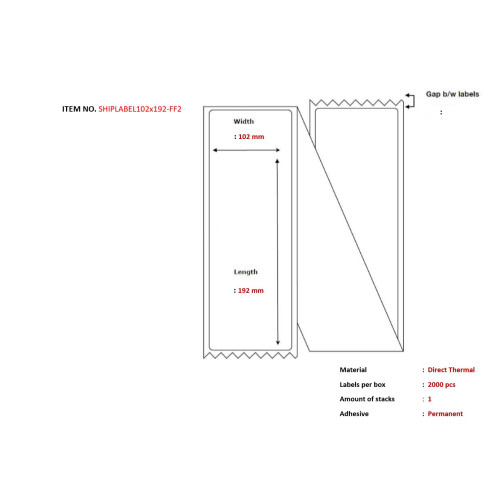 Ship-label 102 x 192mm,