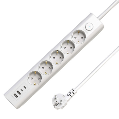 5-way USB Schuko Power Strip