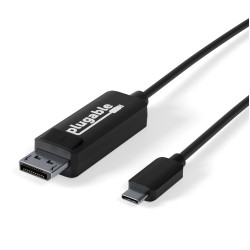 Plugable Technologies USB C to DisplayPort Cable 6 feet (1.8m), Up to 4K at 60Hz, USB C DisplayPort Cable - Compatible with Thunderbolt and USB-C - Driverless