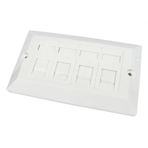 Scan Double Gang Quad Port Cat 6 Faceplate