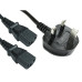 2m UK Plug to 2x C13 Mains Splitter Cable