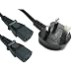 2m UK Plug to 2x C13 Mains Splitter Cable