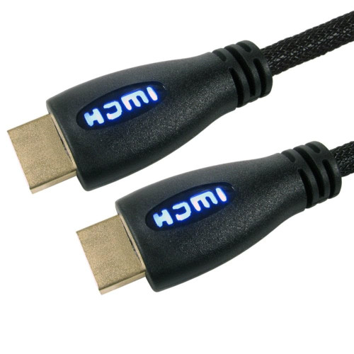 Cables Direct 1m HDMI 1.4 High Speed with Ethernet Cable with Blue LED Illuminated Connectors
