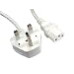 Cables Direct 1.8m 5Amp UK Plug to IEC C13 M-F White Power Cable