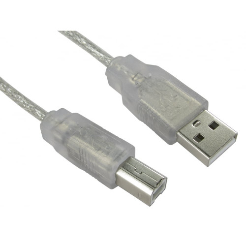 Cables Direct 1.8m USB 2.0 Type A to Type B Cable in Clear