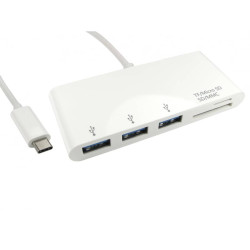 Hub USB Type-C vers 3 ports USB et lecteur de cartes