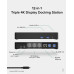 Plugable Technologies 12-in-1 USB C Triple Monitor Docking Station, Triple 4K Displays with 3x HDMI or 3x DisplayPort, Compatible with Mac, Windows, Thunderbolt, USB4, USB-C (60W PD, 6x USB Ports, Ethernet)