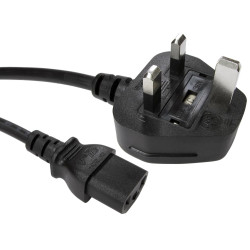 0.5m UK Plug to C13 Mains Lead - Black