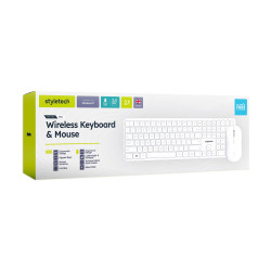 Styletech Paquete de teclado y mouse inalámbricos, color blanco