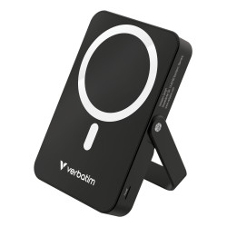Verbatim Charge 'n' Go Magnetic Wireless Power Bank with stand - 10000 mAh Black