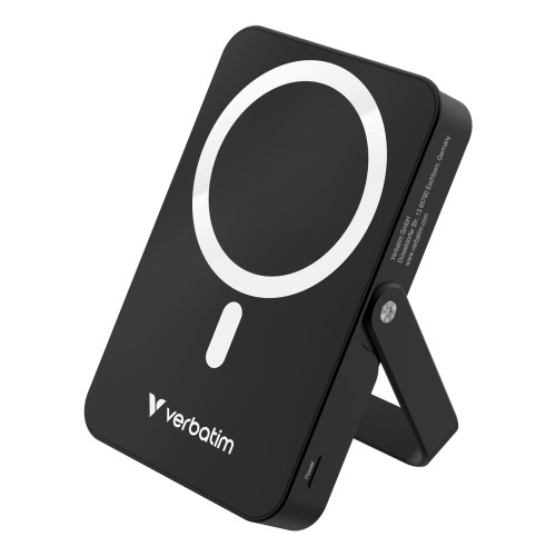 Verbatim Charge 'n' Go Magnetic Wireless Power Bank with stand - 10000 mAh Black