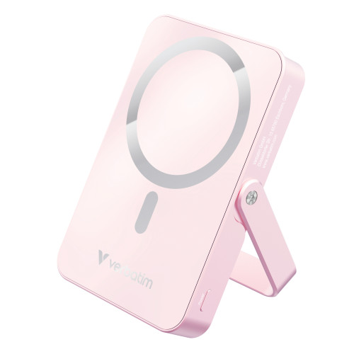 Verbatim Charge 'n' Go Magnetic Wireless Power Bank with stand - 10000 mAh Pink