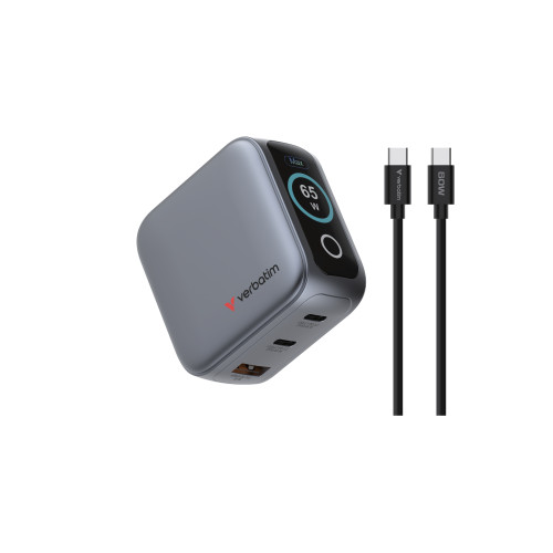 Verbatim Mini GaN Charger 65W with Display