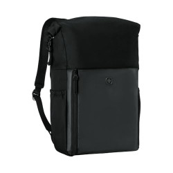 WENGER UrbanOne Roll-Top Backpack, Laptop-Rucksack mit Rollverschluss, Notebook bis 15,6 Zoll, 25 l, Damen/Herren, Büro, Business, Uni, Schwarz, 653890