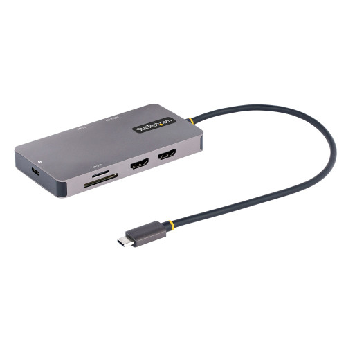 StarTech.com USB C Multiport Adapter, Dual HDMI Video, 4K 60Hz, 2Pt 5Gbps USB-A Hub, 100W Power Delivery Pass-Through/GbE/SD/MicroSD, 12