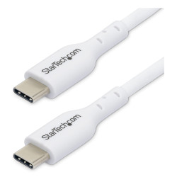 StarTech.com 1m (3.3ft) White USB-C Charging Cable, USB C Cable, USB 2.0 Type-C Laptop Charger Cord, 60W 3A Power Delivery, TPE Jacket, USB-C Data Transfer Cable, M/M