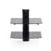 StarTech.com Dual Floating Wall-Mounted AV Shelves, Adjustable Height Shelf For Under TV, Organize A/V Equipment On Black Tempered Glass Shelves