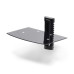 StarTech.com Floating Wall-Mounted AV Shelf, Adjustable Height Shelf For Under TV, Organize A/V Equipment On Black Tempered Glass Shelf