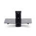 StarTech.com Floating Wall-Mounted AV Shelf, Adjustable Height Shelf For Under TV, Organize A/V Equipment On Black Tempered Glass Shelf