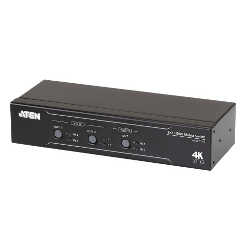 ATEN 2 x 2 True 4K HDMI Matrix Switch with Audio De-Embedder