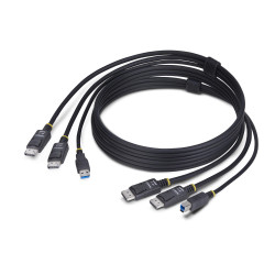 StarTech.com 6ft (1.8m) Dual-DisplayPort and USB 5Gbps KVM Cable, 4K 60Hz, Universally Compatible DP 1.2/USB 3.0 Combo Cable for Dual-Monitor KVM Switches