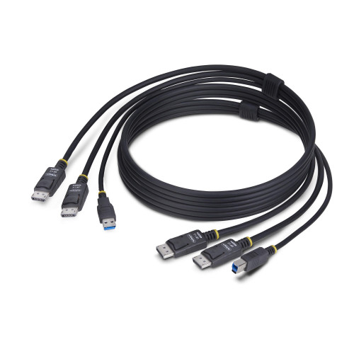 StarTech.com 6ft (1.8m) Dual-DisplayPort and USB 5Gbps KVM Cable, 4K 60Hz, Universally Compatible DP 1.2/USB 3.0 Combo Cable for Dual-Monitor KVM Switches
