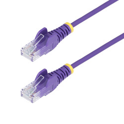 StarTech.com 50cm Purple Slim CAT6 Ethernet Cable, Snagless, 100W PoE, UTP, LSZH, 28AWG Pure Bare Copper Wire, Slim RJ45 Network Patch Cord w/Strain Reliefs, Individually Tested