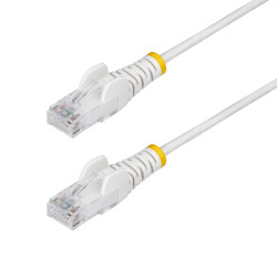 StarTech.com 7m White Slim CAT6 Ethernet Cable, Snagless, 100W PoE, UTP, LSZH, 28AWG Pure Bare Copper Wire, Slim RJ45 Network Patch Cord w/Strain Reliefs, Individually Tested