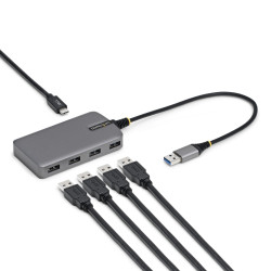 StarTech.com 4-Port USB-A Hub, 5Gbps, Bus Powered, USB-A to 4x USB-A Hub with USB-C Auxiliary Power Input, 1ft/30cm Host Cable, Portable Desktop/Laptop USB Hub